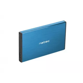 Case esterno HDD/SSD NATEC Rhino GO 2,5 pollici — USB 3.0, SATA III, fino a 4 TB, 9,5 mm, alluminio, blu