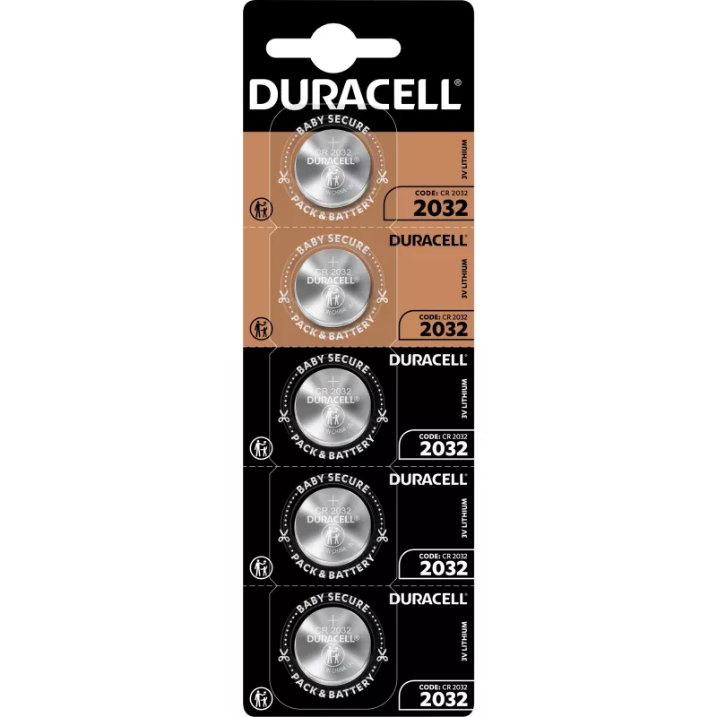 Batteria a bottone Duracell Procell CR2032 litio, 3V, confezione da 5