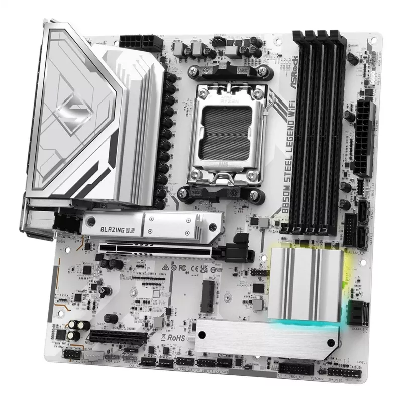 Scheda madre ASRock B850M Steel Legend WiFi — AMD B850, socket AM5, microATX, DDR5, 4 DIMM, Wi-Fi 7, LAN 2.5Gb