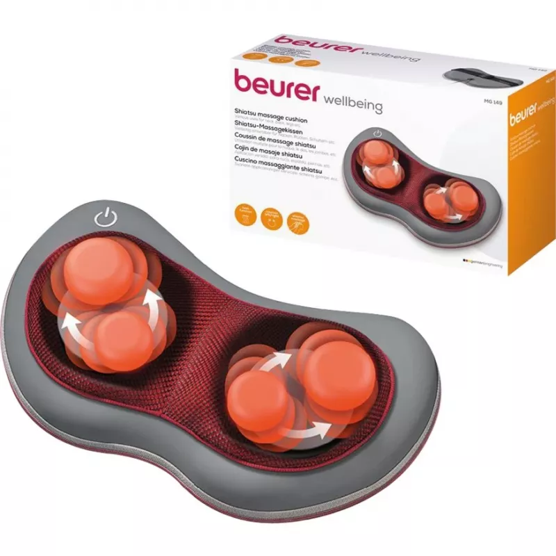 Massaggiatore Beurer MG 149 grigio-rosso con calore e vibrazione, modello 64303