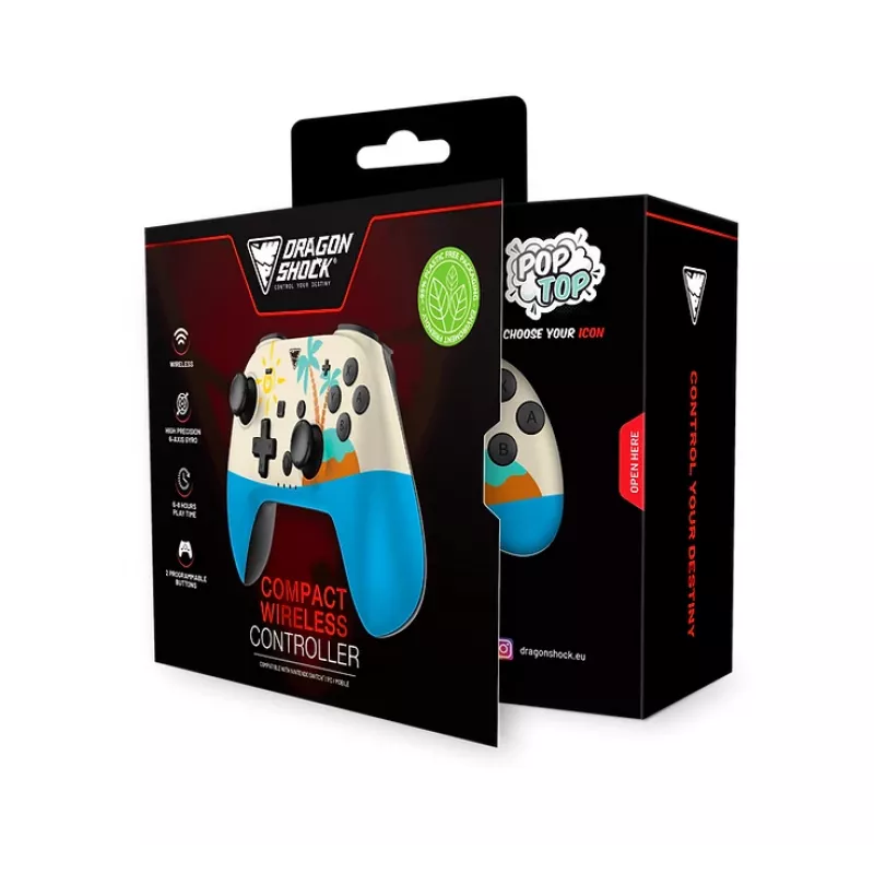 Dragonshock PopTop Compact - Gamepad - Nintendo Switch - pulsante Indietro - D-Pad - pulsante Home - tasto Reset - wireless - Bluetooth - USB Type-C (D