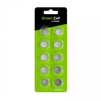 Batteria al litio monouso Green Cell CR1620 3V 70mAh, blister da 5 pezzi, altezza 1,9 mm