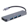 Dock per laptop USB-C GEMBIRD A-CM-COMBO2-01 — USB 3.2 Gen 1 Type-C, 3× USB-A, 1× HDMI, grigio