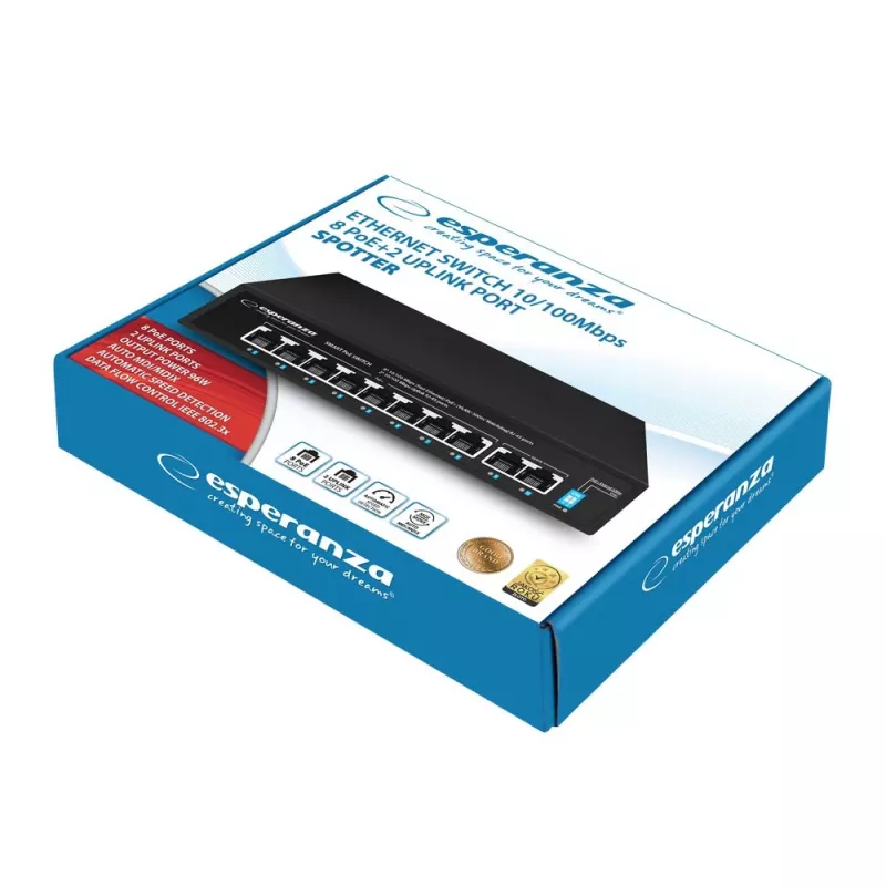 Esperanza ENS106 switch PoE 10 porte 10/100 96 W