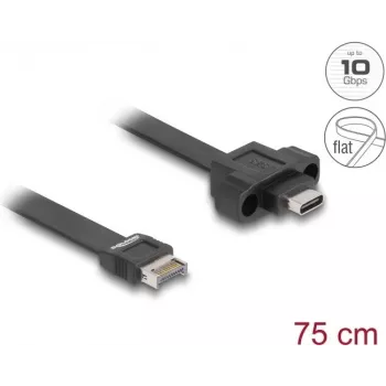 Cavo piatto USB DeLOCK Type-E Key A 20 pin connettore maschio su connettore femmina USB Type-C 75 cm