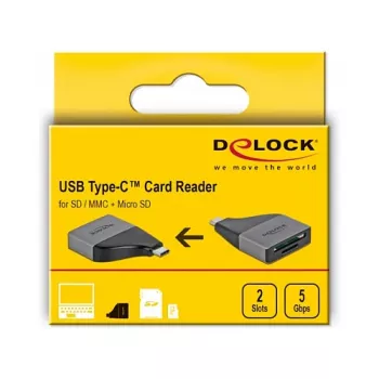 Lettore di schede DeLOCK 64117 USB 3.2 Gen 1 Type-C grigio