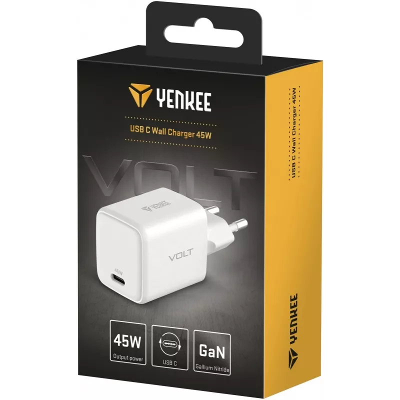 Caricabatterie USB-C YENKEE G45 VOLT 45W Power Delivery 3.0, uscita 3A