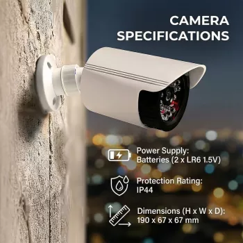Dummy telecamera a tubo con LED IR, CEE IR1800 W — finta telecamera di sorveglianza non funzionante