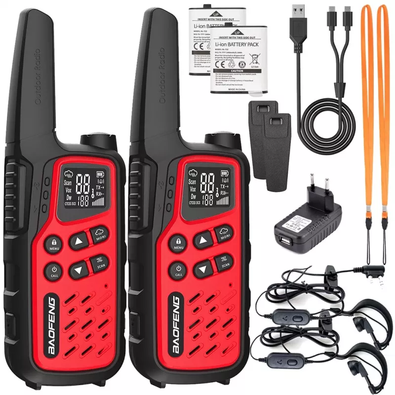 Baofeng BF-T25E set di ricetrasmittenti, 2 pz., rosso