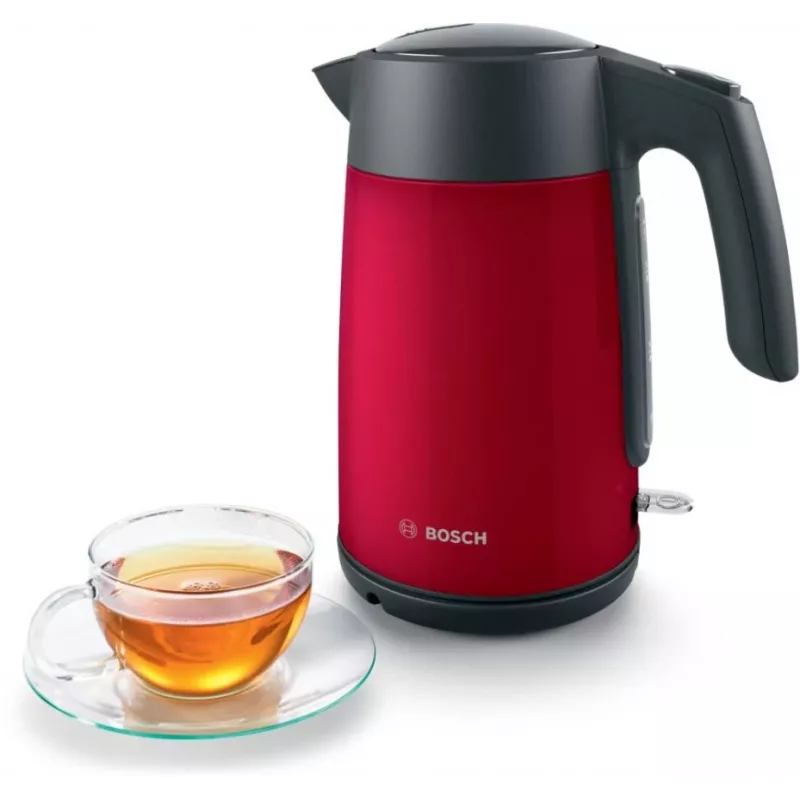 Bollitore elettrico Bosch TWK7L464 – capacità 1,7 L, 2400 W, rosso, corpo in plastica