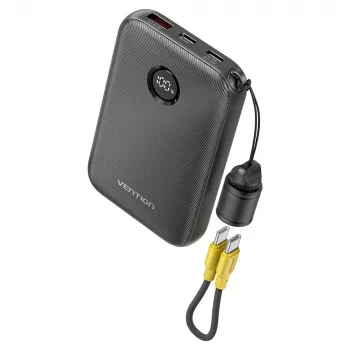 Powerbank Vention FKAB0-C 10000 mAh, 2× USB-C + 1× USB-A, 22,5 W, nero