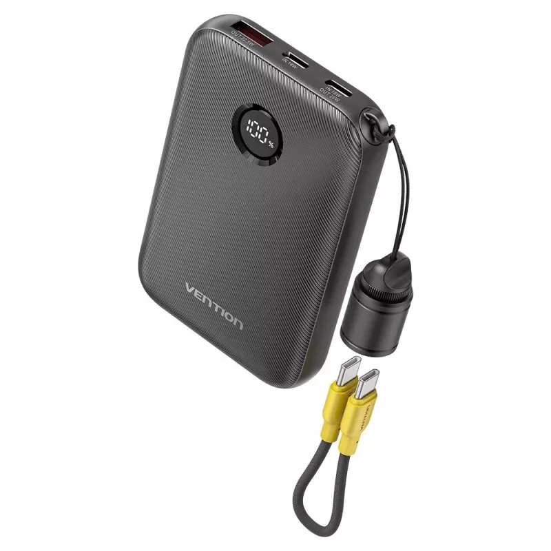 Powerbank Vention FKAB0-C 10000 mAh, 2× USB-C + 1× USB-A, 22,5 W, nero
