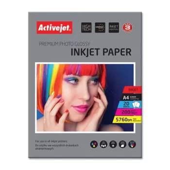 Activejet AP4-200G20 carta fotografica lucida (A4; 20 pz.)