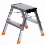 Scaletta pieghevole Krause Treppy argento 130020 — alluminio, 2 gradini, portata 150 kg, chiusa 55×20 cm, peso 2 kg