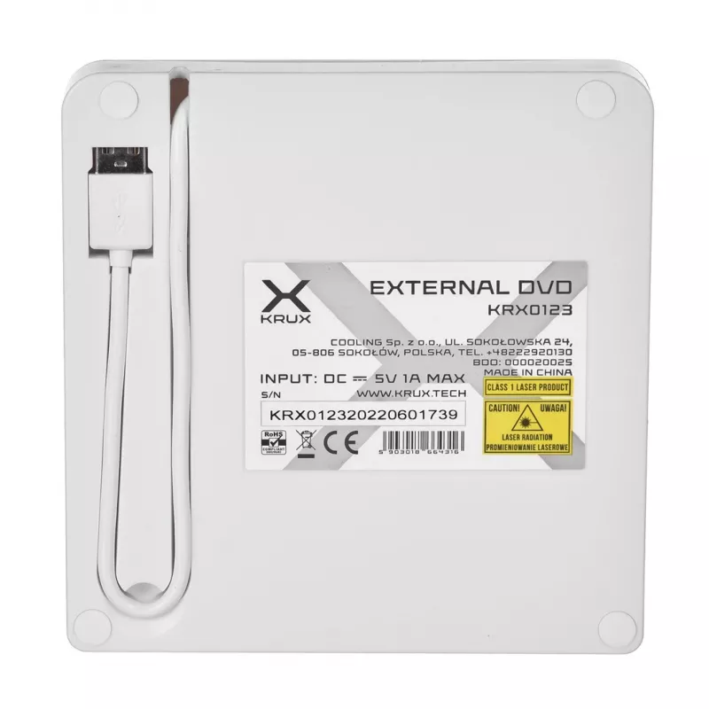 KRUX DVD Portable Drive bianco