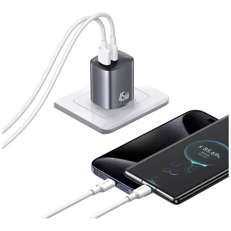Caricabatterie T66 45W GaN CC290 USB-A + USB-C