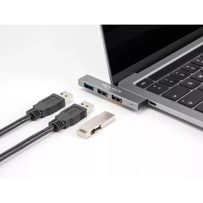 Hub USB DeLOCK 3 porte sottile USB Type-C 10 Gbps 2 x USB 2.0