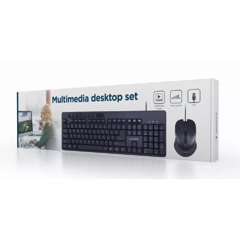 Tastiera full-size cablata Gembird KBS-UM-04 USB QWERTY US-inglese con mouse, nero, cavo 1,5 m