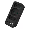 Power splitter MACLEAN MCE248 F/B — 3 prese AC (1x16A, 2x6A) e 4 porte USB (2xUSB‑A, 2xUSB‑C PD 20W), spina EU, nero