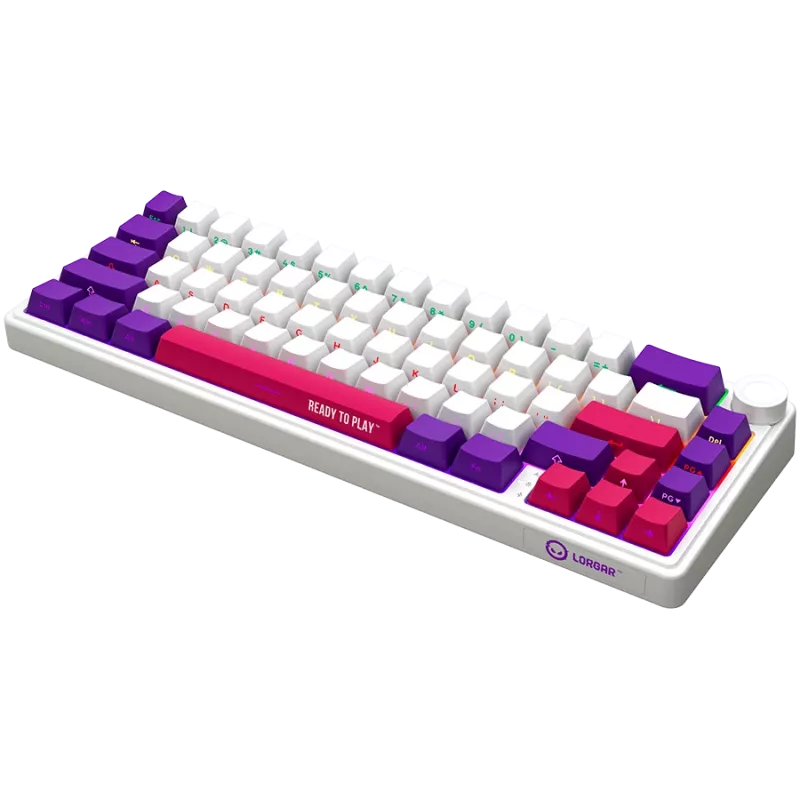LORGAR KBP70MW, tastiera da gaming meccanica wireless 65% Pro, bianco, layout EN