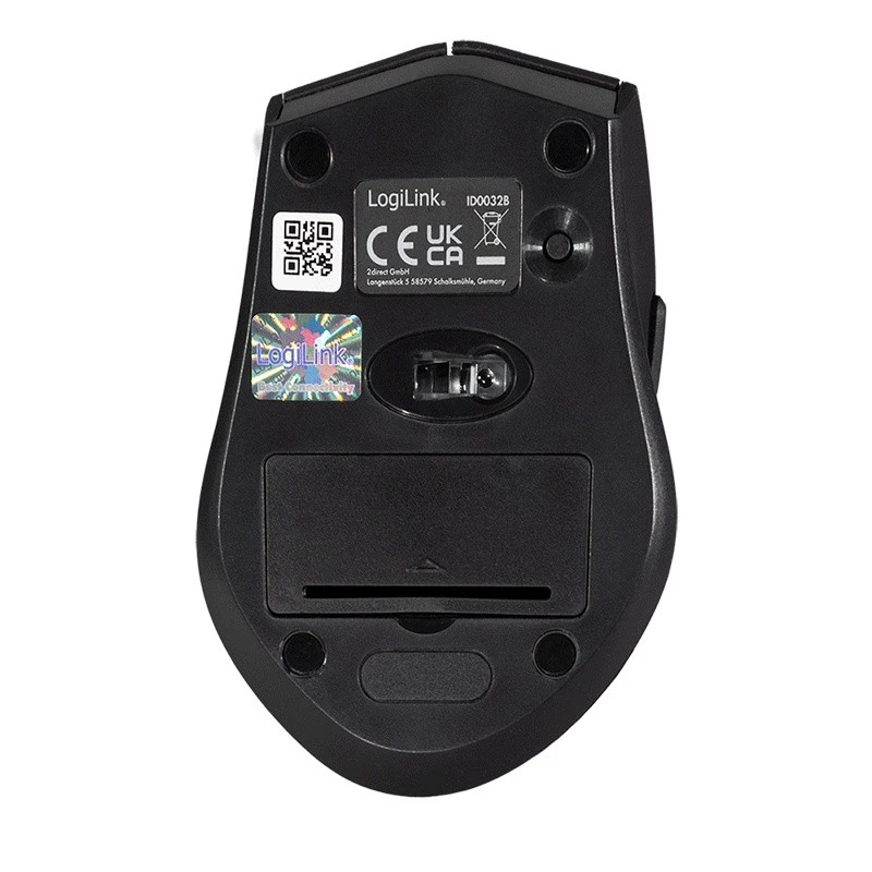 Mouse wireless Logilink BT5.0, ergonomico, nero