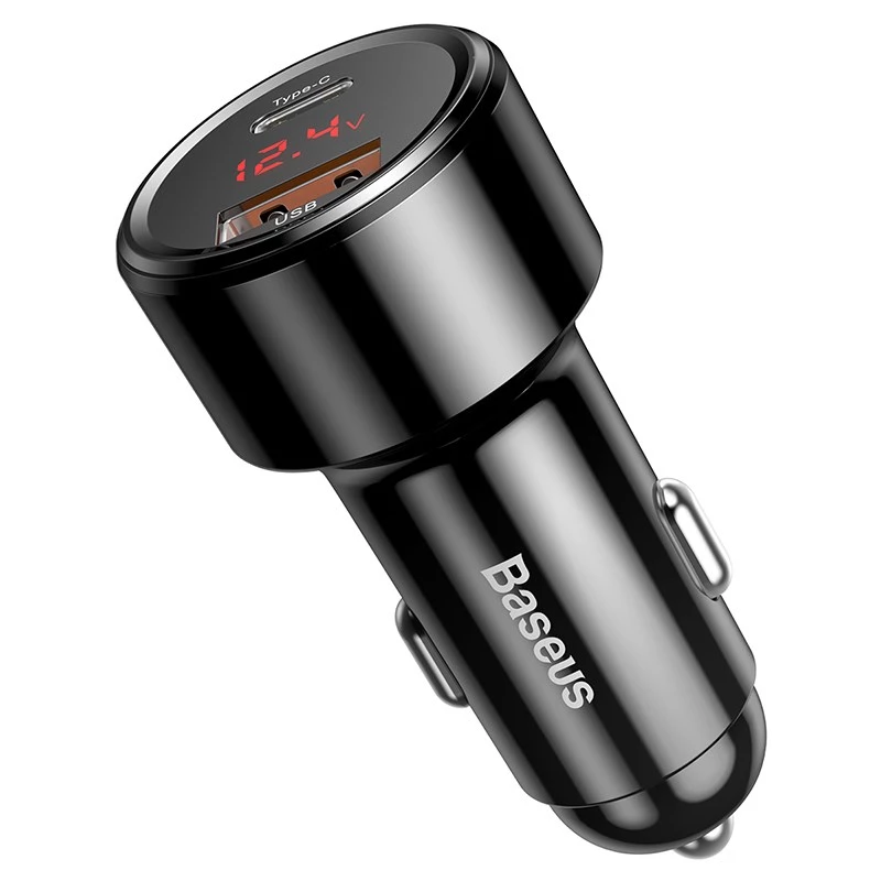 Caricabatterie da auto Baseus CCMLC20C-01 universale nero ricarica rapida 12-24V