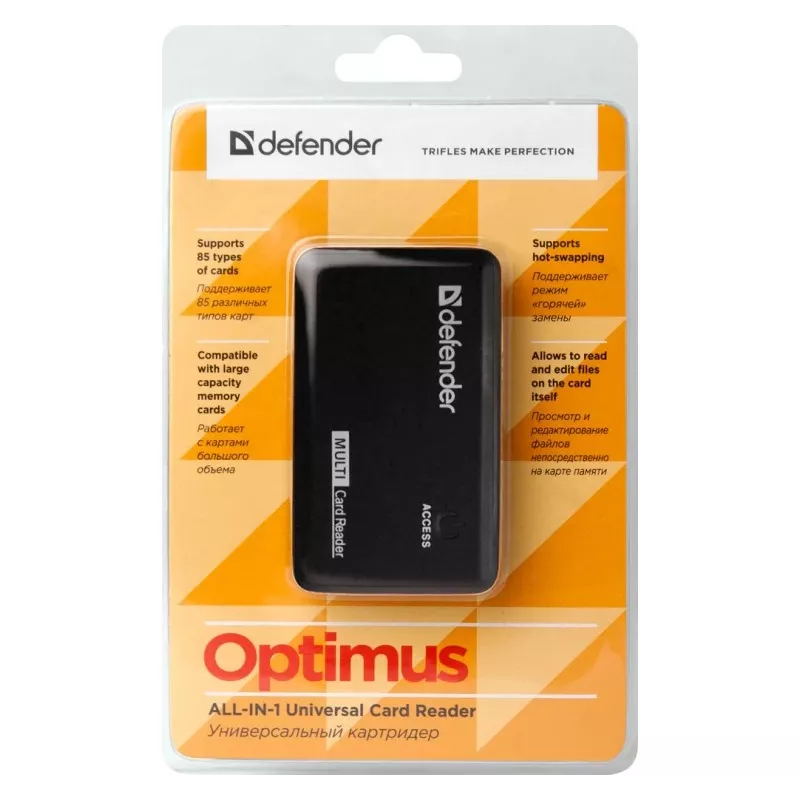 Lettore di schede Defender OPTIMUS USB 2.0 universale nero