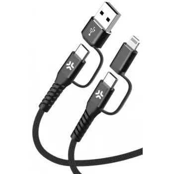 Celly cavo 4-IN-1 A+C a C+LIGHT 2M BK