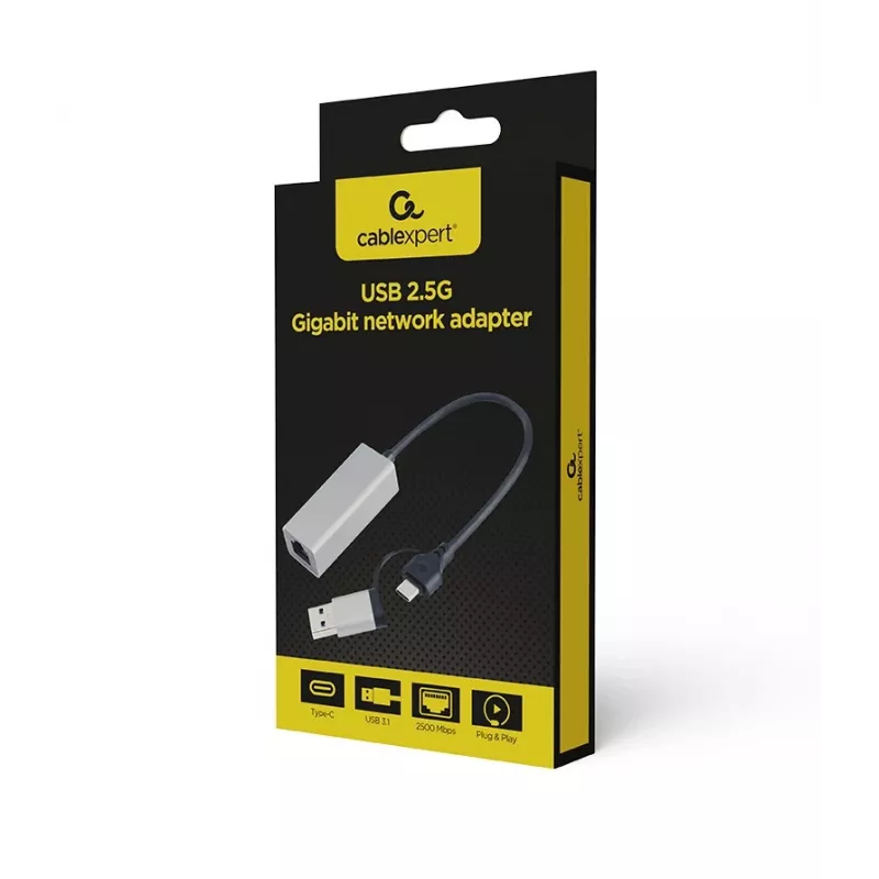 Gembird A-USB3AC-LAN2G-01 Adattatore di rete USB 2,5 Gigabit, grigio siderale