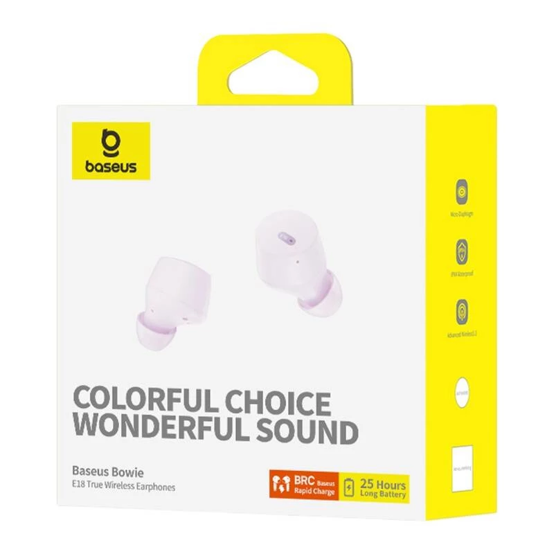 Cuffia Baseus Bowie E18 True Wireless Stereo (TWS) in-ear Bluetooth USB Type-C viola — chiamate e musica