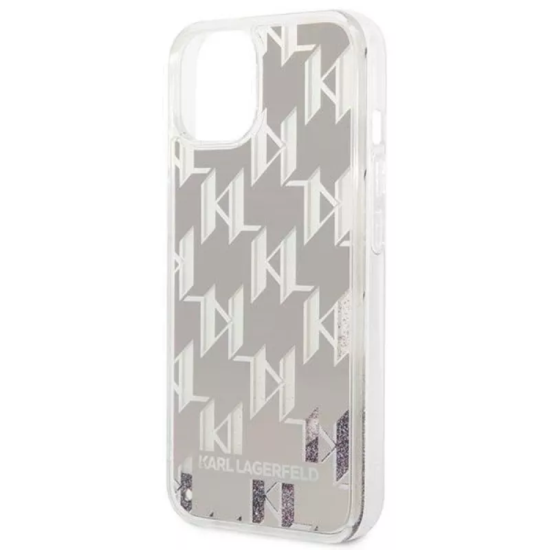 Karl Lagerfeld KLHCP14MLMNMS iPhone 14 Plus 6.7 custodia rigida argento / argento Liquid Glitter Monogram