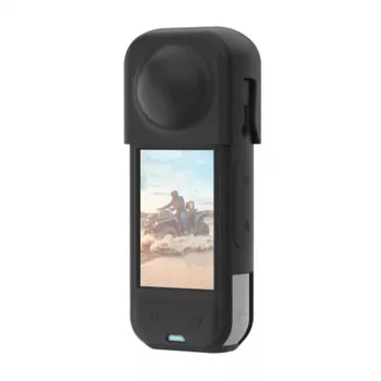 Custodia protettiva in silicone PULUZ con copriobiettivo per Insta360 X5 (nero)