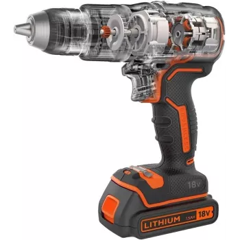 Trapano a pistola Black & Decker BCD383D2XK-QW 18 V, 2 Ah x2, mandrino 13 mm, arancione