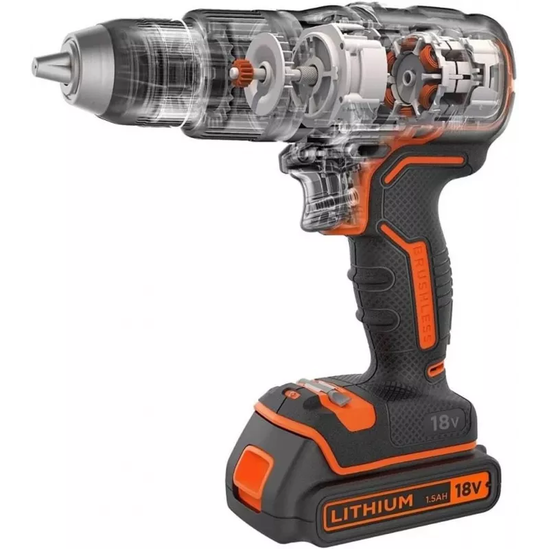Trapano a pistola Black & Decker BCD383D2XK-QW 18 V, 2 Ah x2, mandrino 13 mm, arancione