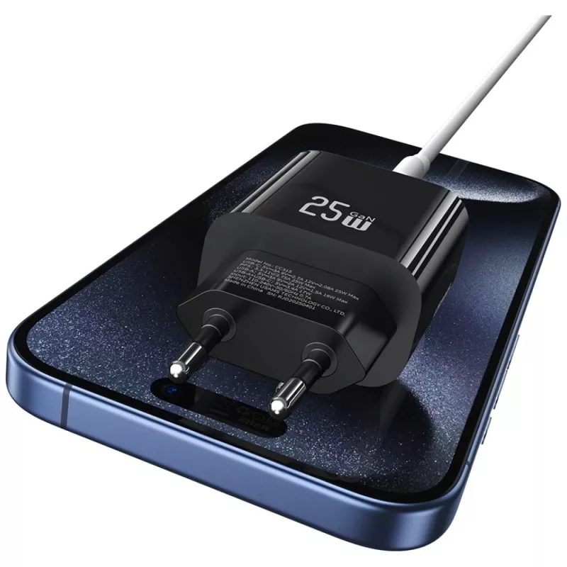 Caricabatterie USB usams USA001629 25W 1×USB-C + 1×USB-A ricarica rapida