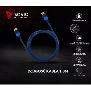Cavo HDMI Savio GCL-02 1,8 m HDMI Type-A (standard) nero, blu