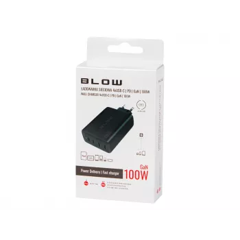 Caricabatterie da parete BLOW 4×USB-C PD 100W GaN, 4 porte, PD 3.0, PPS, ingresso 200–240V