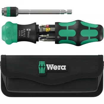 Kraftform Kompakt 26 RA-R con custodia, set di punte nero/verde, 6 pezzi, 1/4, con funzione a cricchetto e mandrino a cambio rapido Rapidaptor