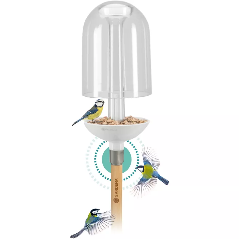 Mangiatoia per uccelli Gardena ClickUp! trasparente bianco acrilico
