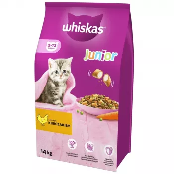 Crocchette per gatti Whiskas Kitten pollo, 14 kg – per gattini in crescita, proteine 35,7%, grassi 13,6%