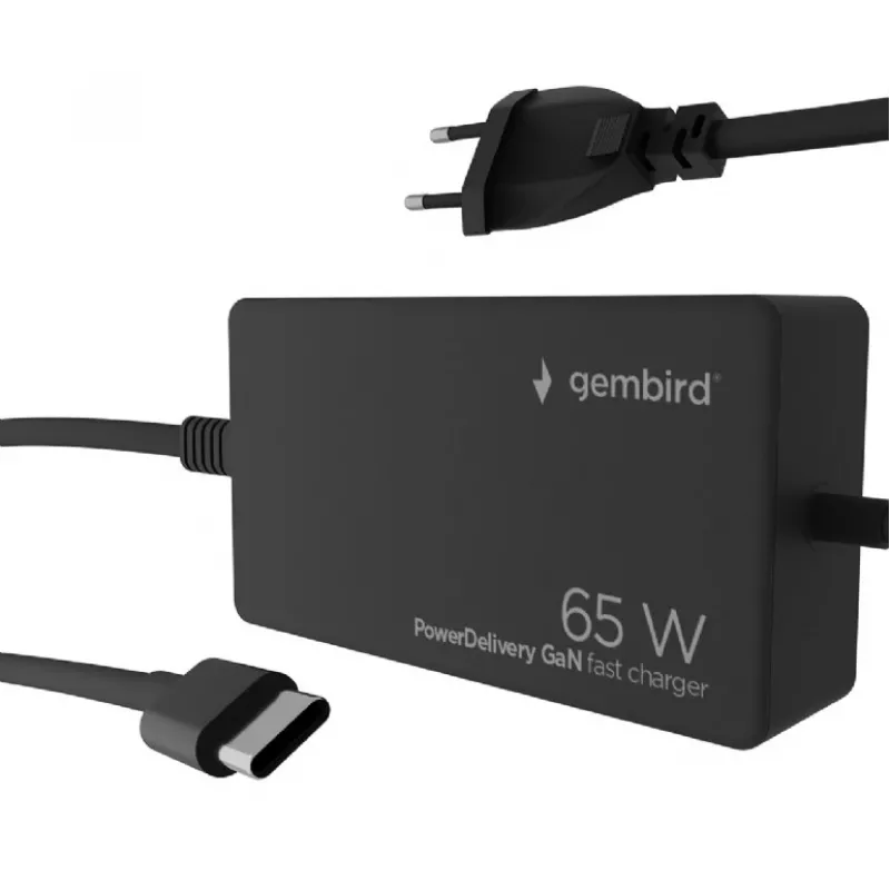 Cablexpert NPA-AC-PDQC65-01 caricabatterie rapido 65 W PowerDelivery GaN USB Type-C, nero | Cablexpert