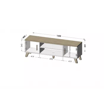 Cama supporto TV LOTTA 160 2D2K bianco/sonoma