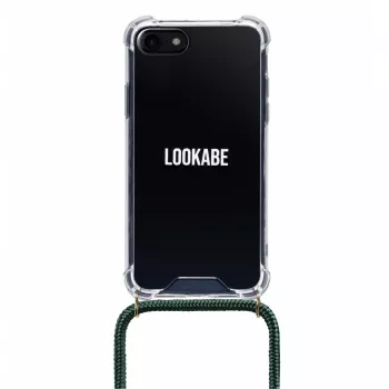 Custodia con collana per smartphone Lookabe per iPhone 7/8, oro con dettagli verdi