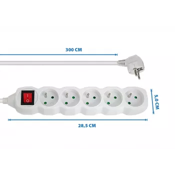 Esperanza ELK215W distributore di corrente 3 m 5 presa/e AC per interni bianco