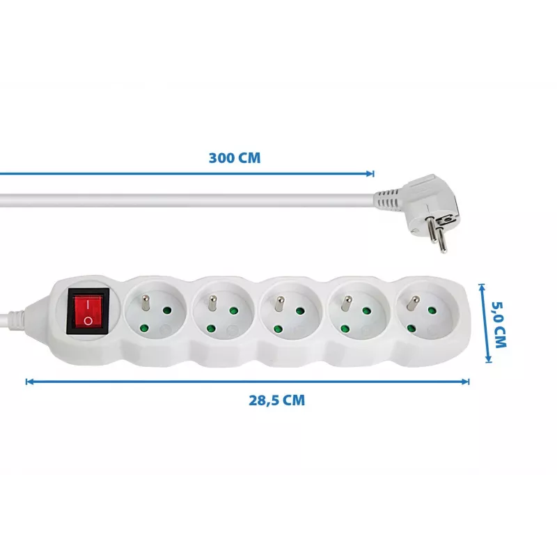 Esperanza ELK215W distributore di corrente 3 m 5 presa/e AC per interni bianco