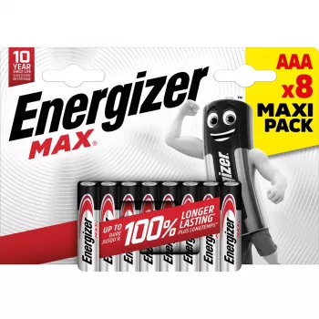 Batteria usa e getta Energizer MAX AAA alcalina 1,5 V – confezione da 8, cilindrica, 10 anni di durata