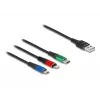 DeLOCK 90156 Cavo di ricarica USB 3-in-1, Type-A a Lightning / Micro USB / USB Type-C, 2 m, multicolore
