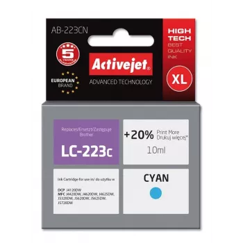 Activejet AB-223CN inchiostro (sostitutivo per Brother LC223C; Supreme; 10 ml; ciano)