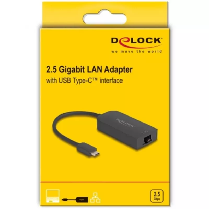 Adattatore DeLOCK 66045 USB 5 Gbps Type-A a 2,5 Gigabit LAN RJ45 nero