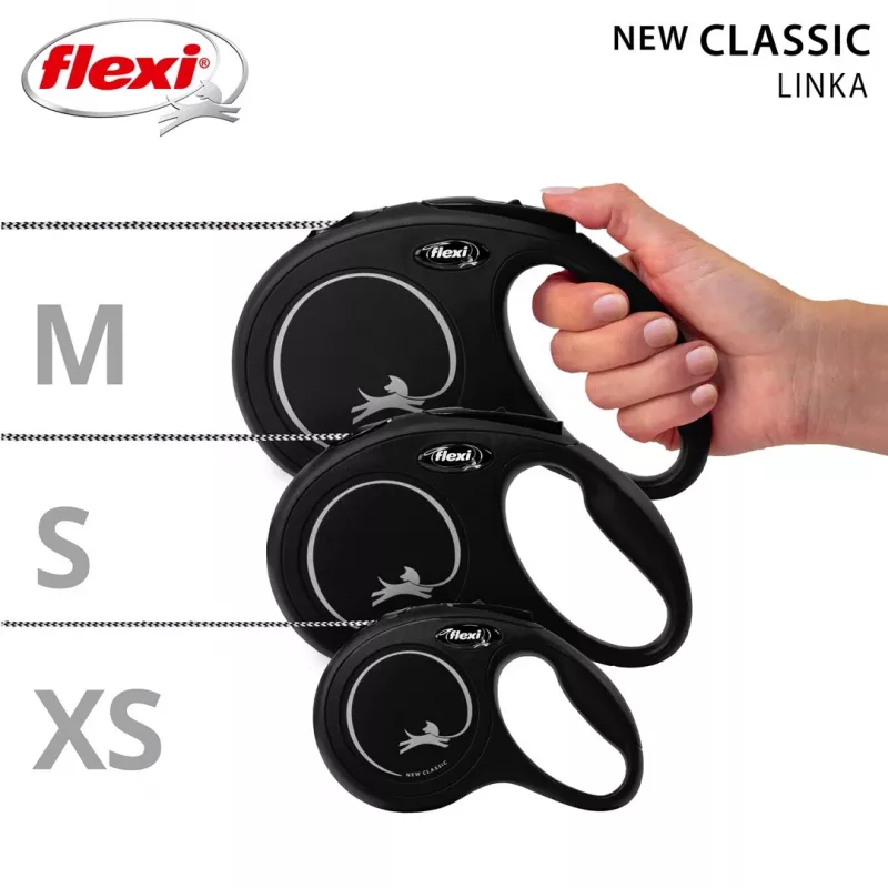 Guinzaglio per cani Flexi New CLASSIC 8 m nero con meccanismo avvolgibile